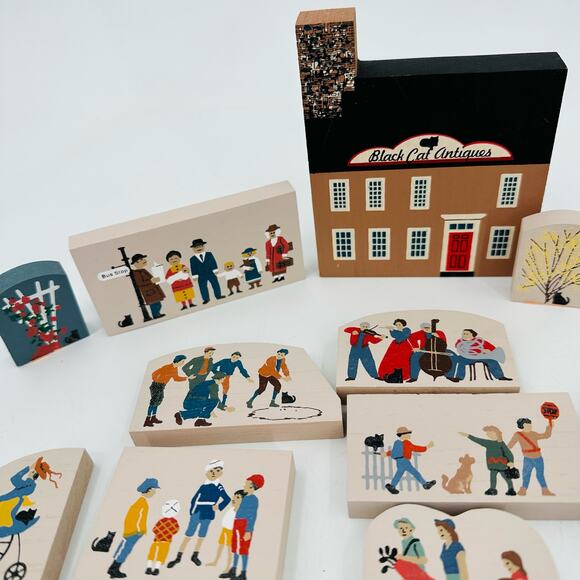 Cats Meow Village Shelf Sitters 80s 90s Faline People Horse & Buggy Train Lot - Picture 2 of 7